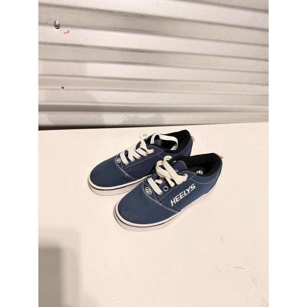 Heelys Wheeled Skate Shoes Youth 1 Navy Blue Canvas Roller Sneakers Kids